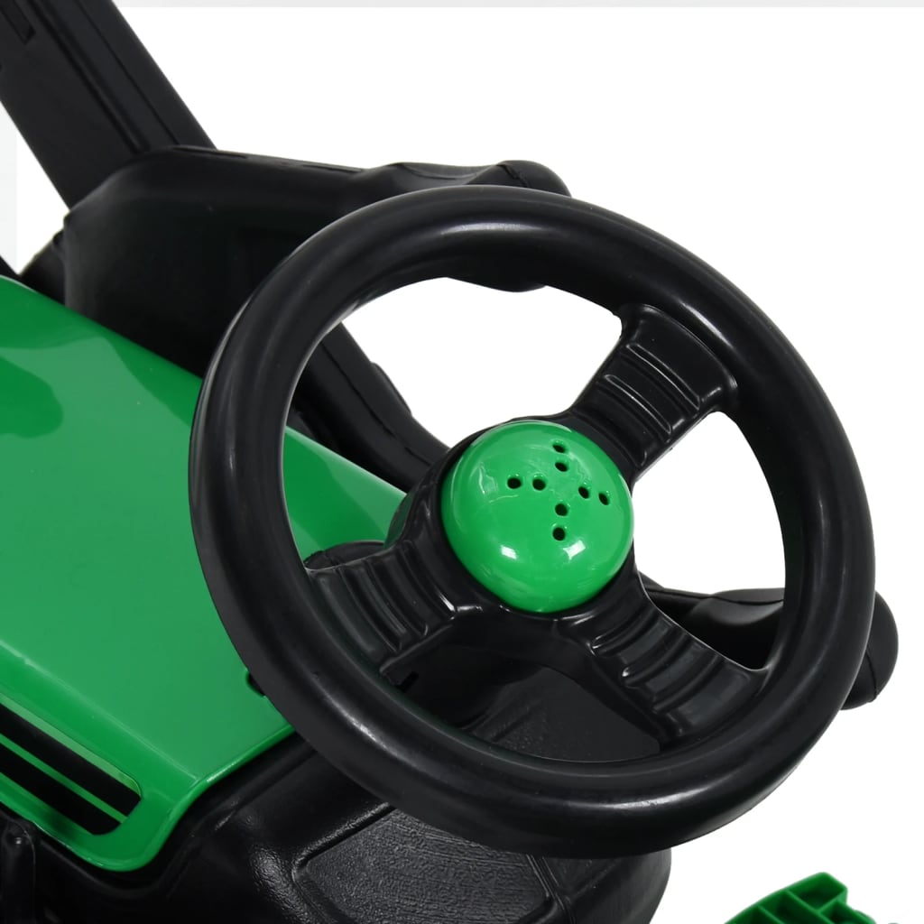 vidaXL zöld és fekete pedálos gyerektraktor pótkocsival és rakodóval