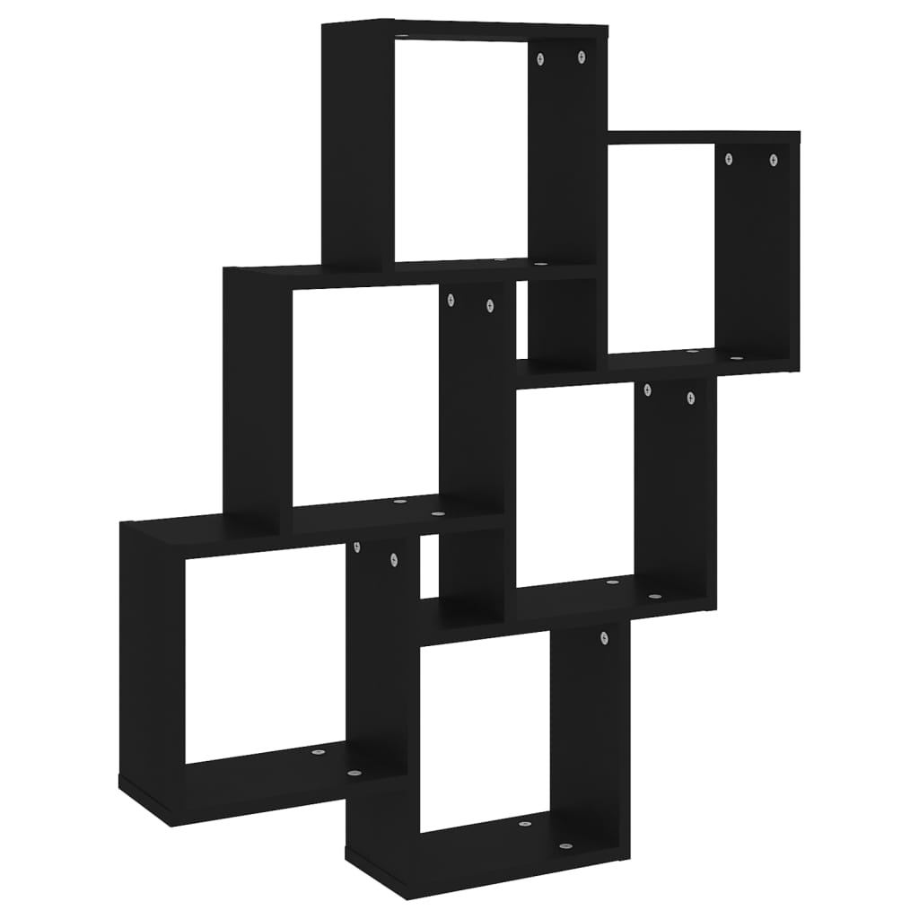 vidaXL fekete forgácslap fali kockapolc 78 x 15 x 93 cm