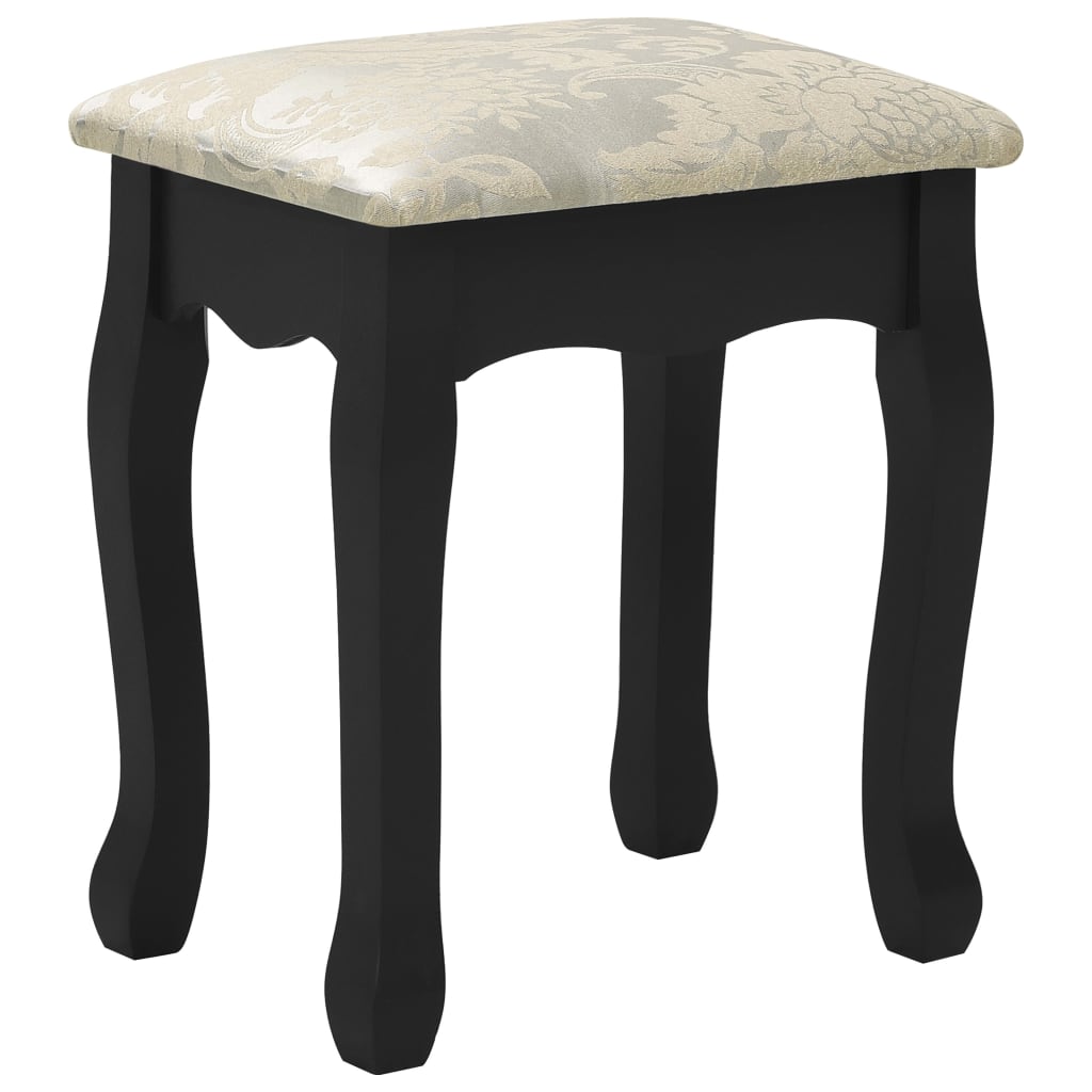 vidaXL fekete császárfa fésülködőasztal-szett ülőkével 100x40x146 cm