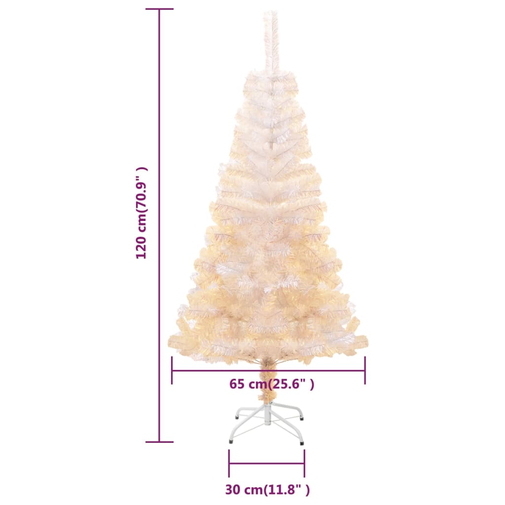 vidaXL fehér PVC műkarácsonyfa irizáló csúcsokkal 120 cm