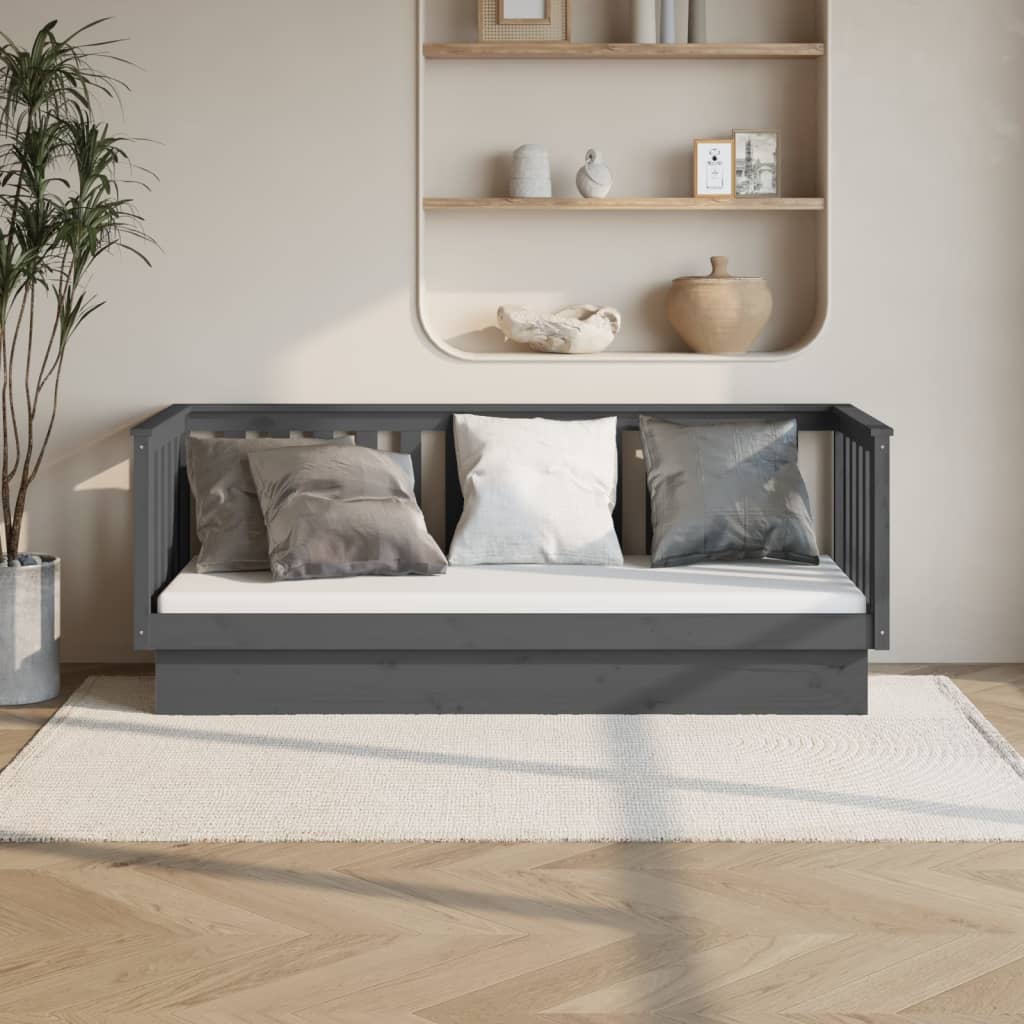 vidaXL szürke tömör fenyőfa kanapéágy 75 x 190 cm