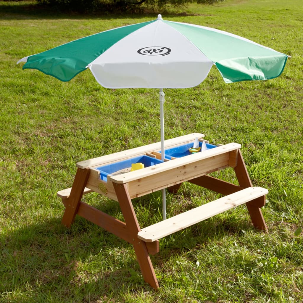 AXI Nick homokozó / vízi játék, piknikasztal esernyővel