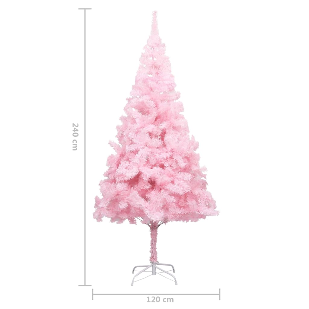 vidaXL rózsaszín PVC megvilágított műkarácsonyfa állvánnyal 240 cm