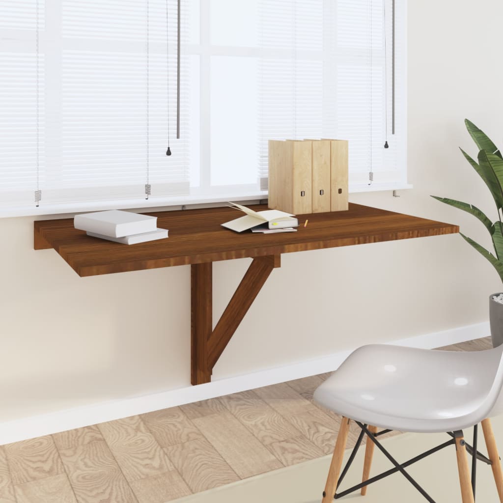 vidaXL barna tölgy szerelt fa összecsukható fali asztal 100x60x56 cm
