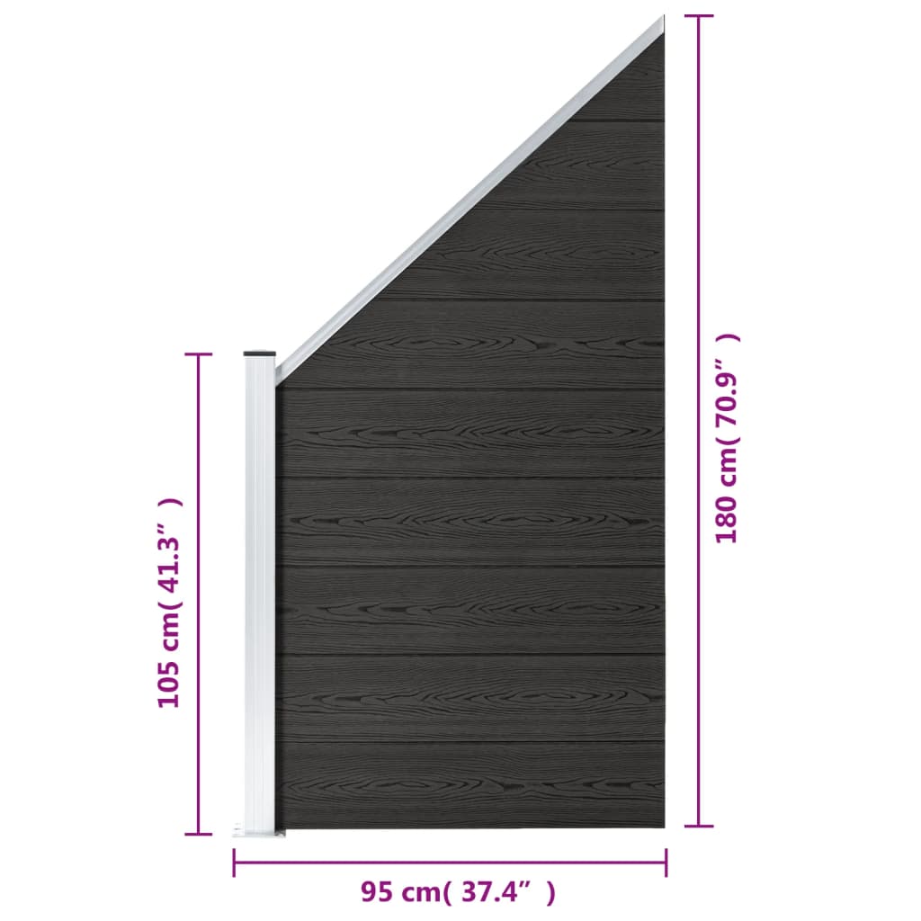 vidaXL szürke WPC kerítéspanel 95 x (105-180) cm