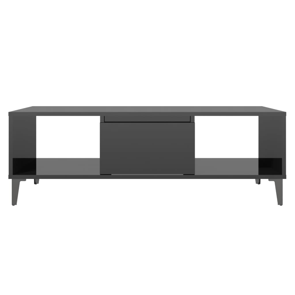 vidaXL magasfényű fekete forgácslap dohányzóasztal 103,5 x 60 x 35 cm