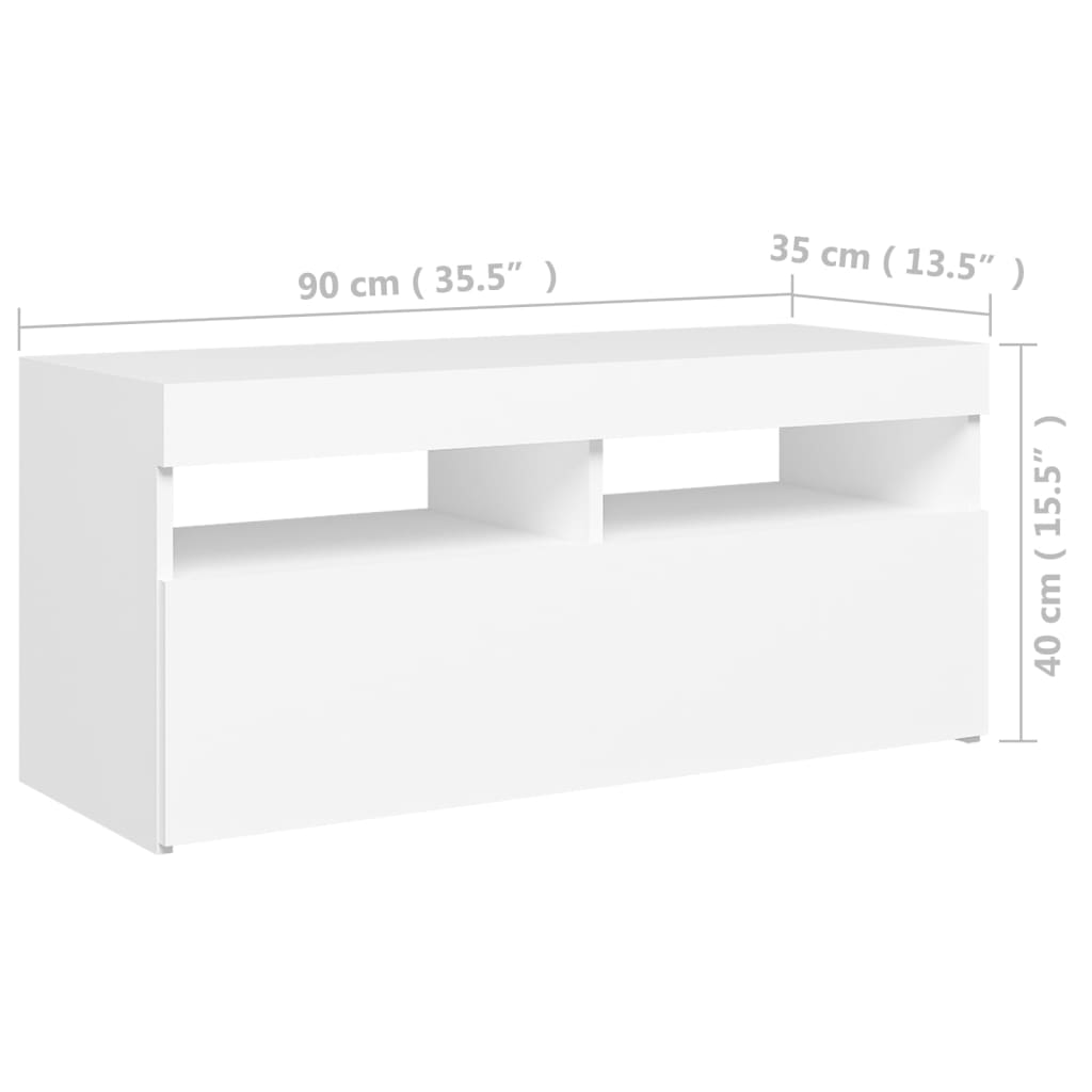 vidaXL fehér TV-szekrény LED-lámpákkal 90 x 35 x 40 cm