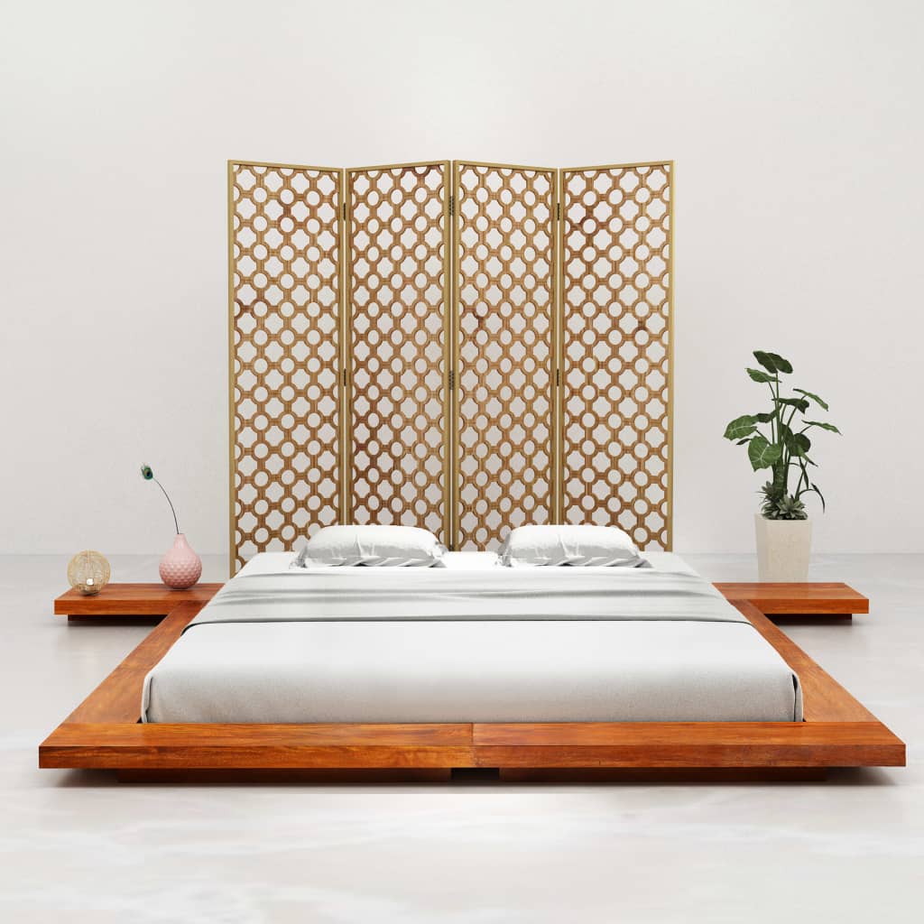 vidaXL japán stílusú tömör akácfa futon ágykeret 180 x 200 cm