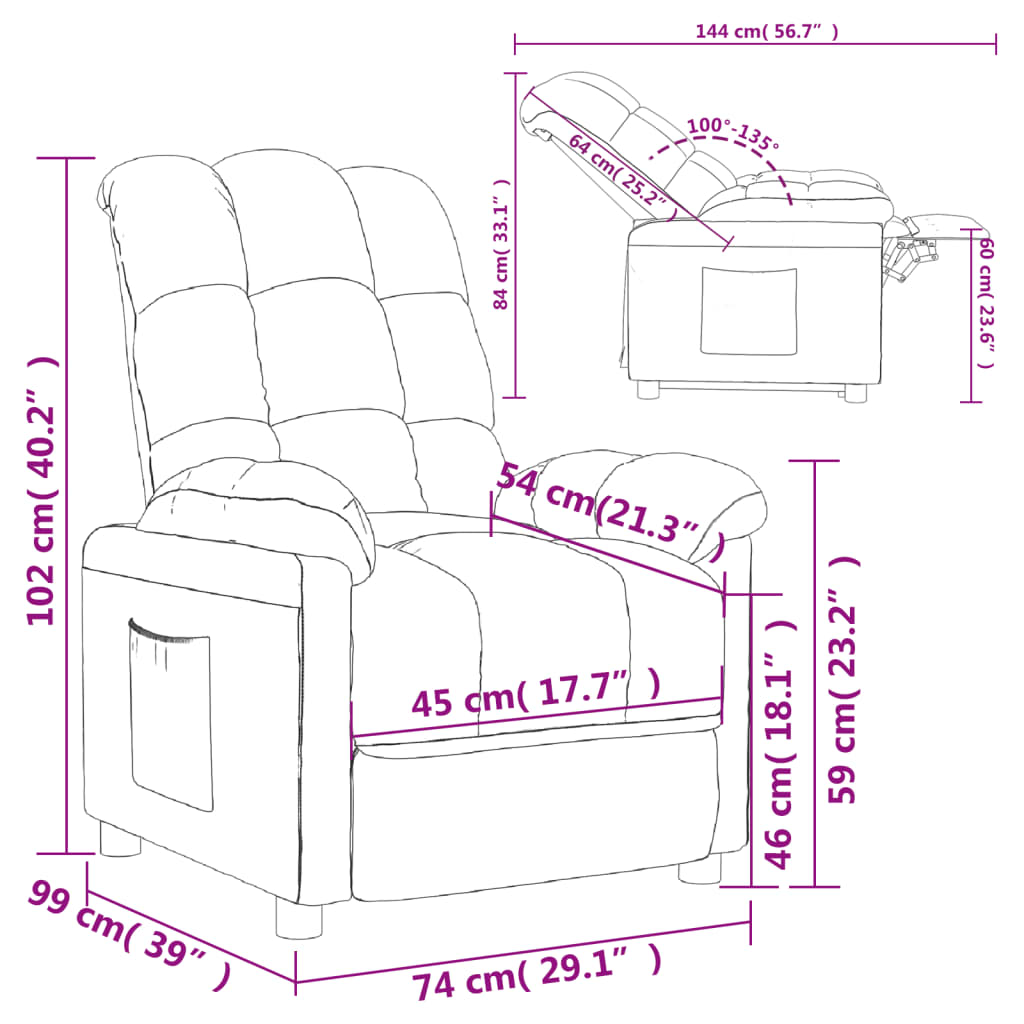 vidaXL tópszínű szövet dönthető fotel