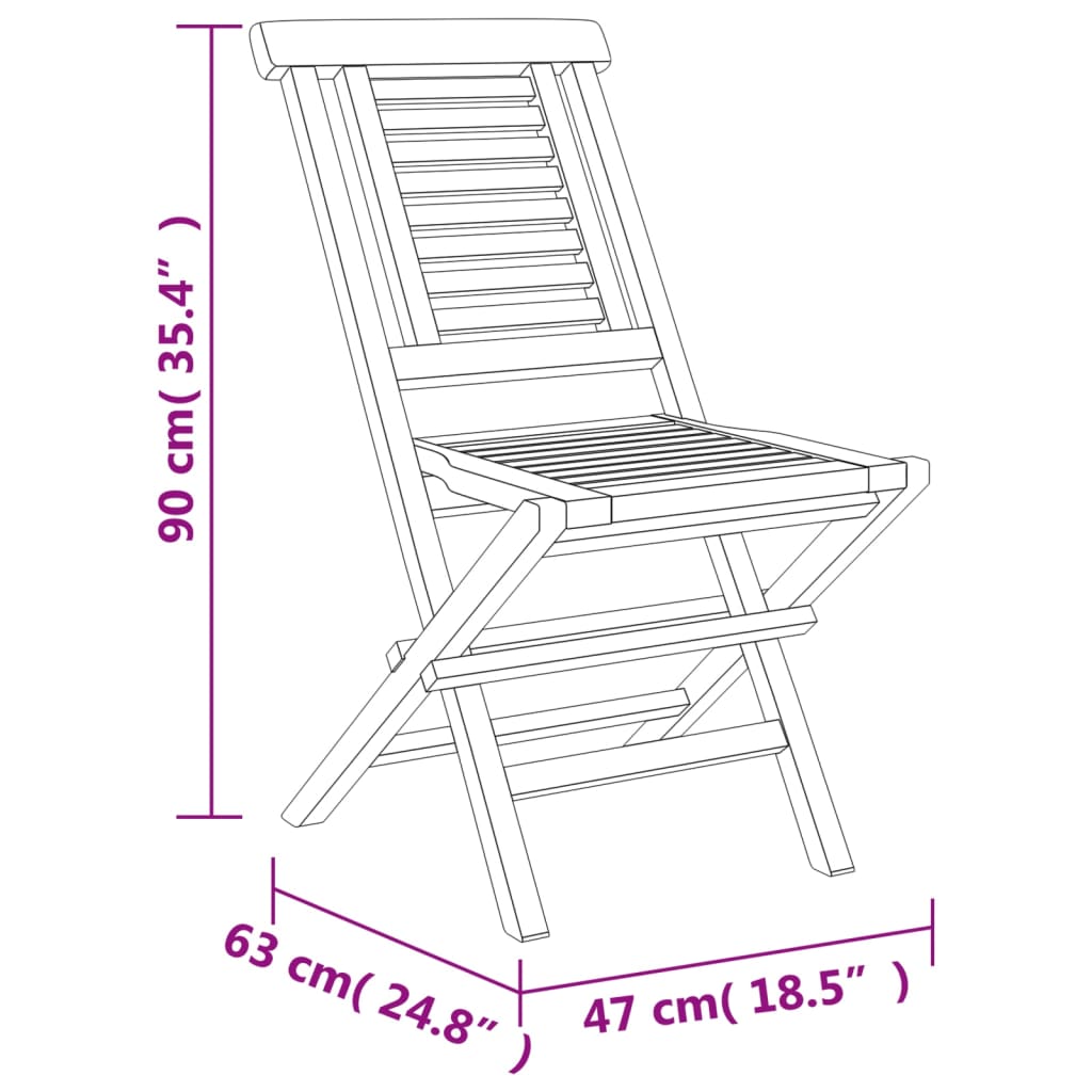 vidaXL 4 db tömör tíkfa összecsukható kerti szék 47 x 63 x 90 cm