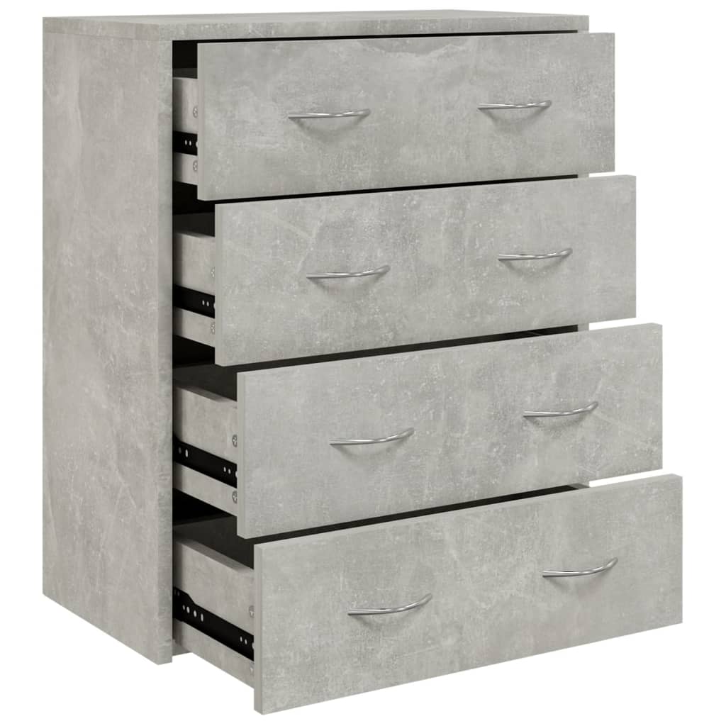 vidaXL betonszürke tálalószekrény 4 fiókkal 60 x 30,5 x 71 cm