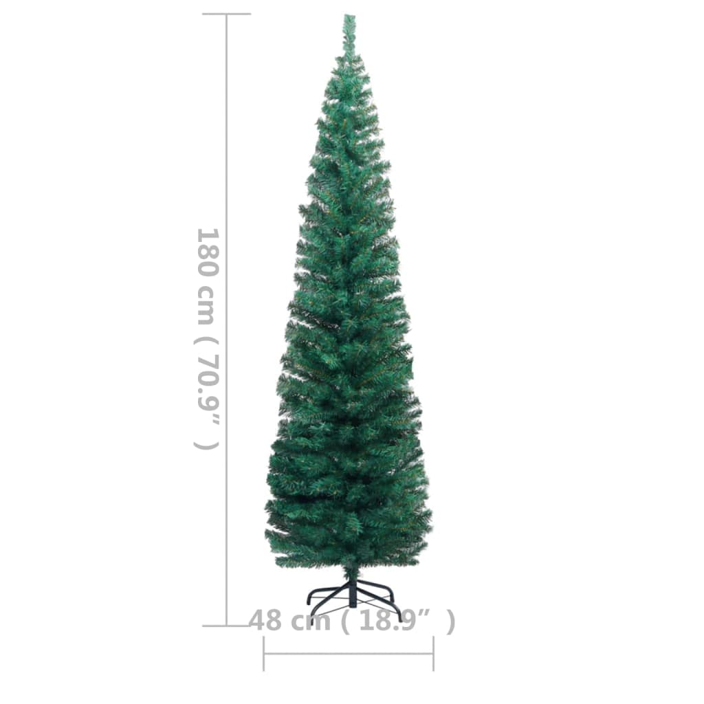 vidaXL zöld PVC megvilágított vékony műkarácsonyfa állvánnyal 180 cm