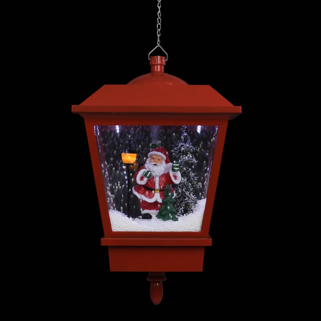 vidaXL piros karácsonyi függőlámpa LED-ekkel és Mikulással 27x27x45 cm
