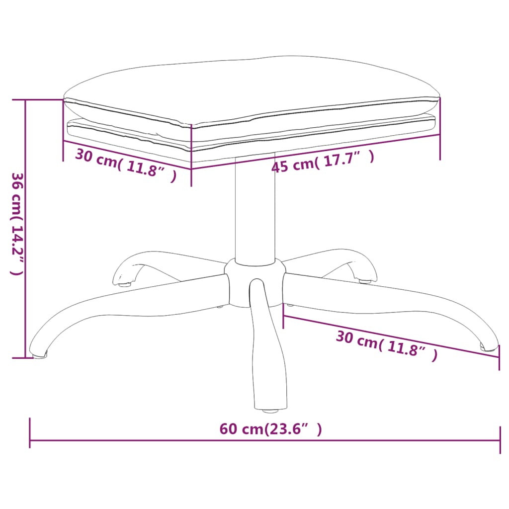 vidaXL világosszürke mikroszálas szövet lábzsámoly 60x60x36 cm