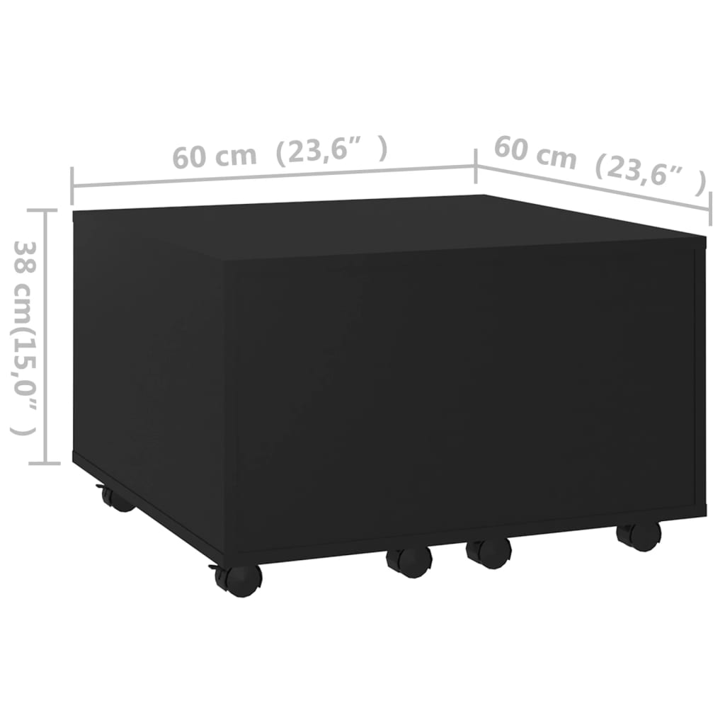 vidaXL fekete forgácslap dohányzóasztal 60 x 60 x 38 cm