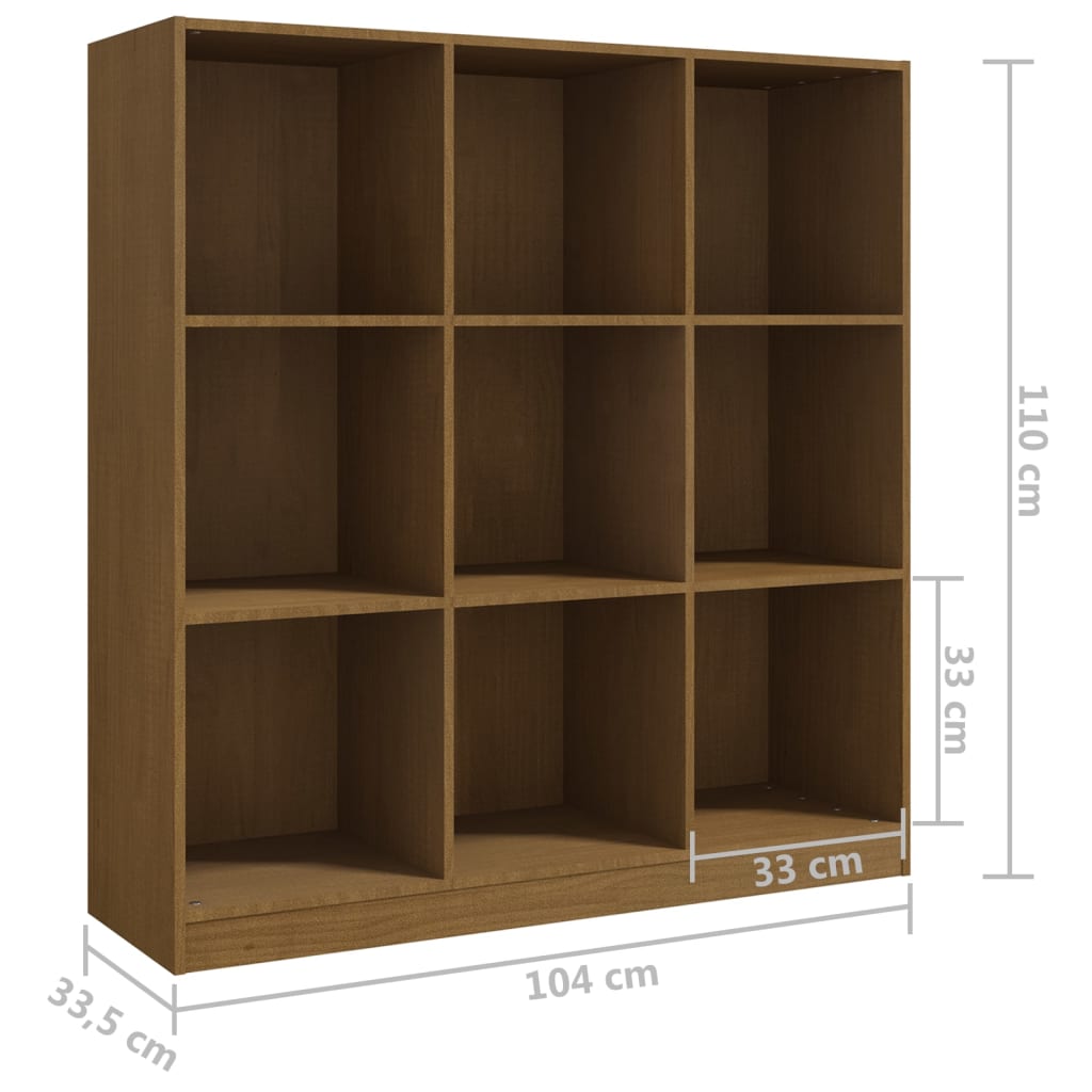 vidaXL mézbarna fenyőfa könyvszekrény/térelválasztó 104x33,5x110 cm