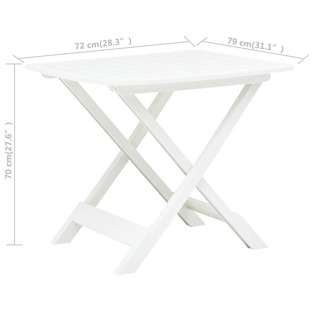 vidaXL fehér műanyag összecsukható kerti asztal 79 x 72 x 70 cm