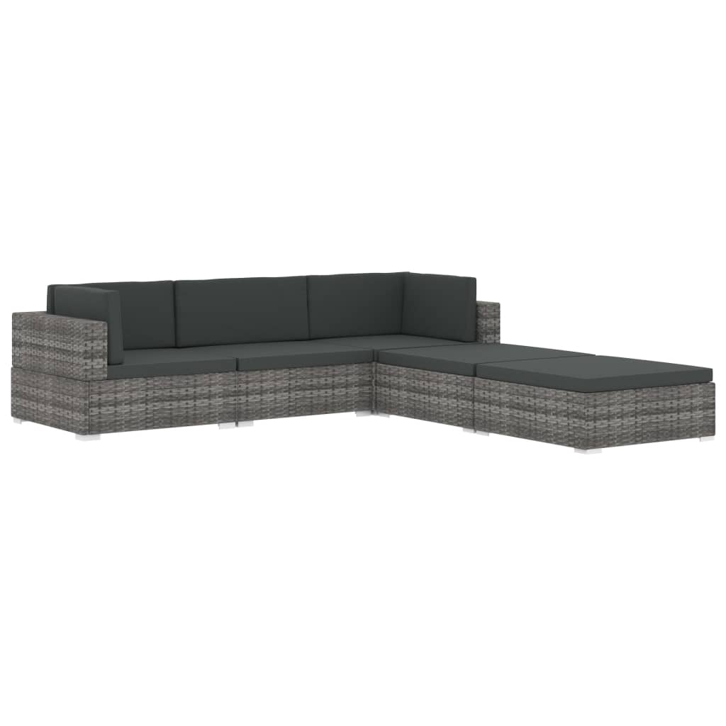 vidaXL 1 db fekete polyrattan moduláris középső kanapé párnákkal