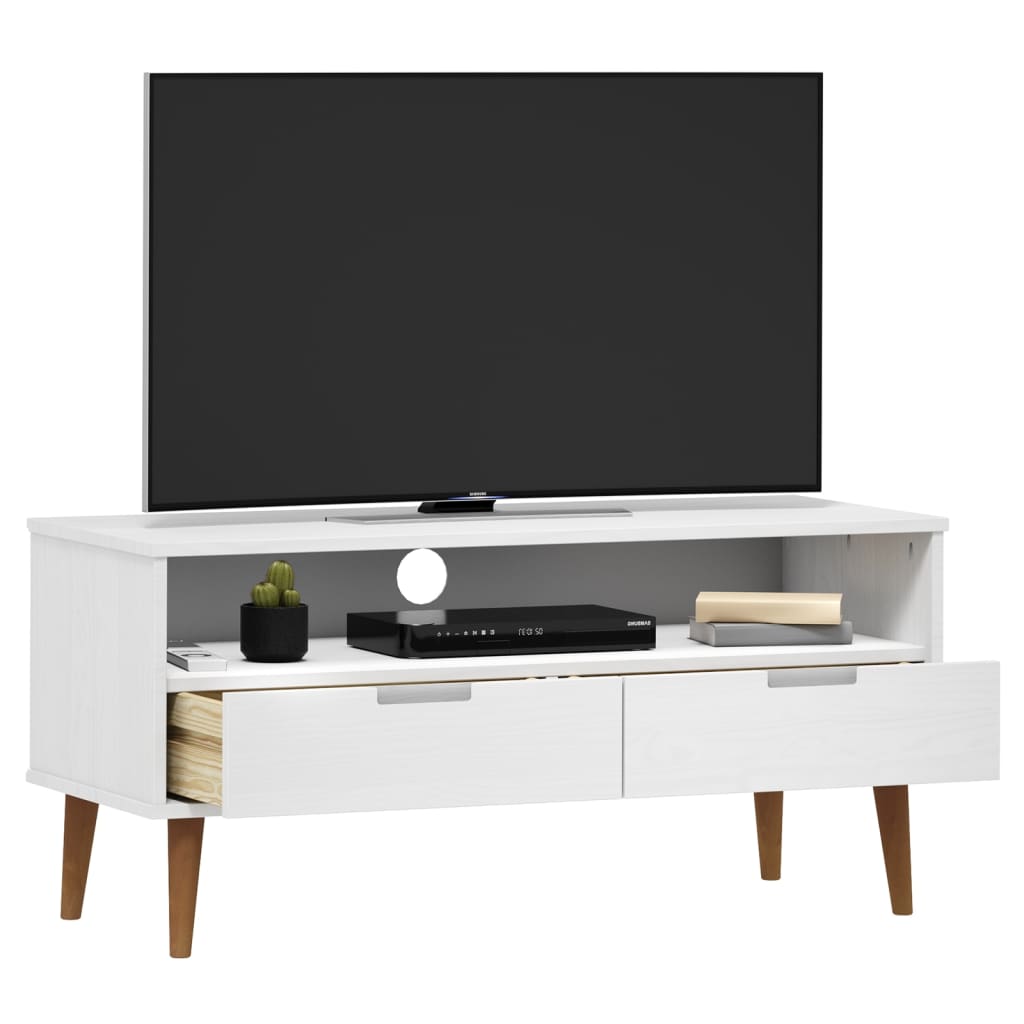 vidaXL MOLDE fehér tömör fenyőfa TV-szekrény 106 x 40 x 49 cm
