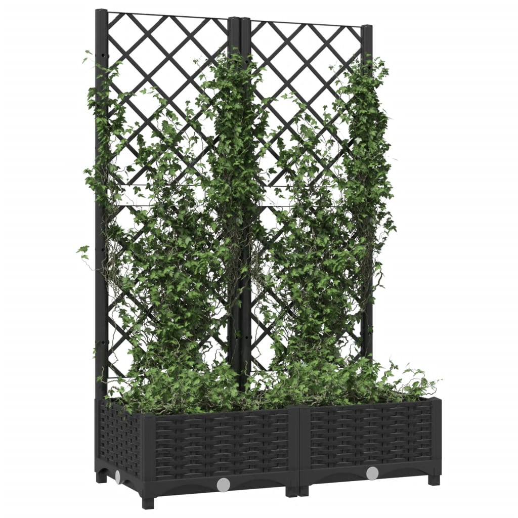 vidaXL fekete polipropilén rácsos kerti ültetőláda 80 x 40 x 121,5 cm