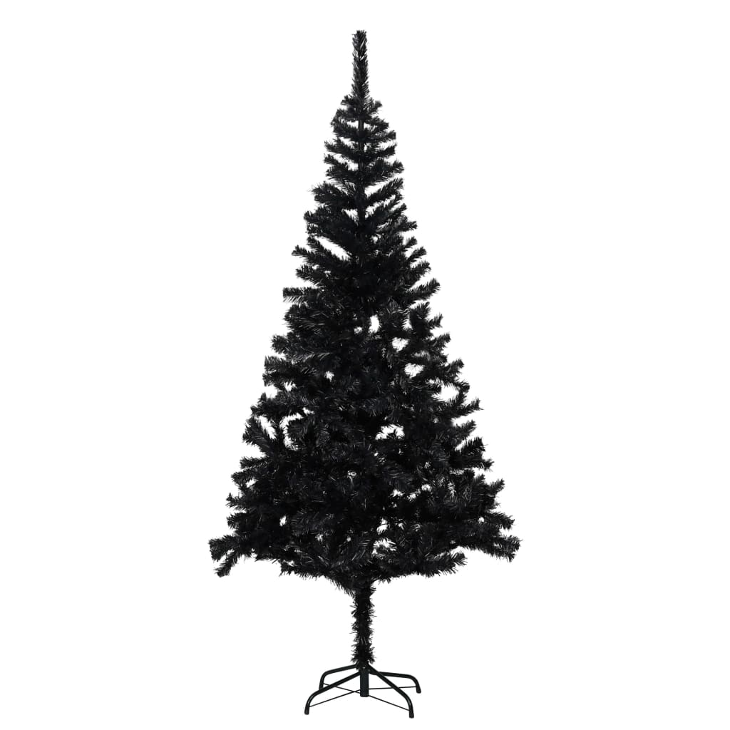 vidaXL fekete PVC megvilágított műkarácsonyfa állvánnyal 180 cm