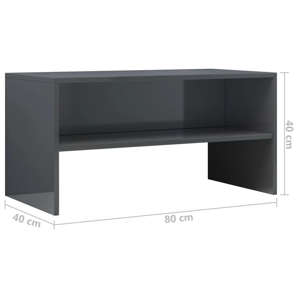 vidaXL magasfényű szürke forgácslap TV-szekrény 80 x 40 x 40 cm