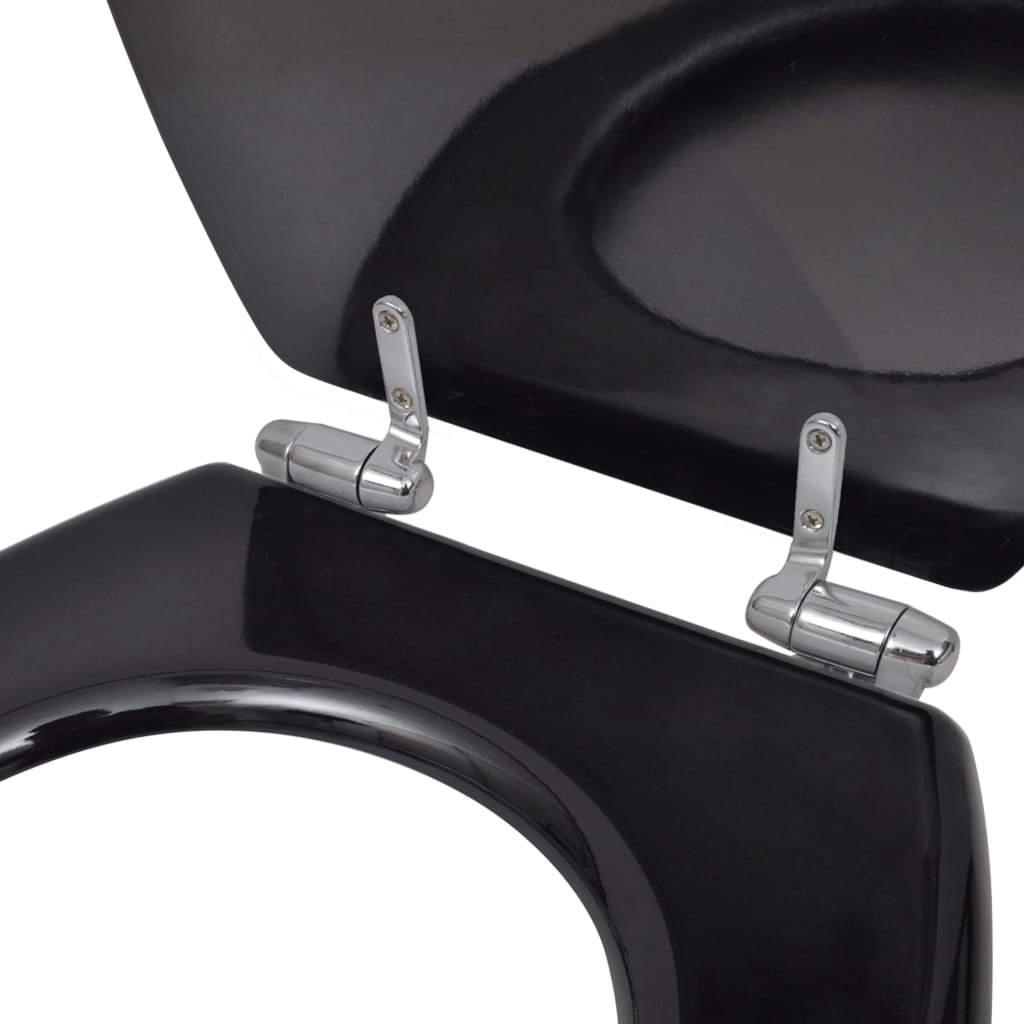vidaXL lassan csukódó egyszerű tervezésű fekete MDF WC-ülőke