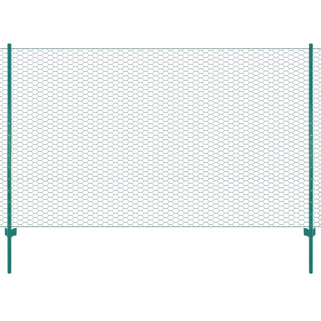 vidaXL zöld acél drótkerítés tartóoszlopokkal 25 x 1,5 m