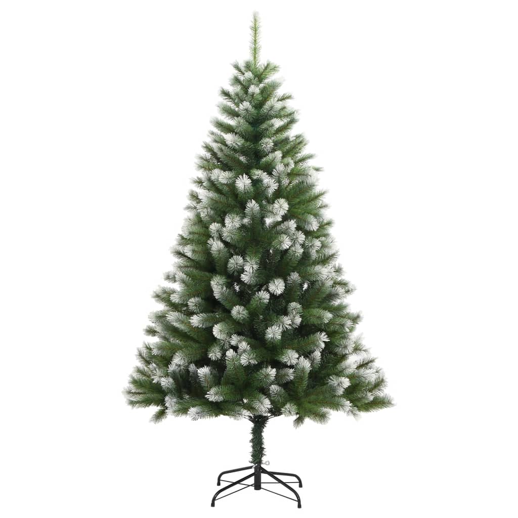 vidaXL csuklópántos műkarácsonyfa 300 LED-del és hópehellyel 180 cm