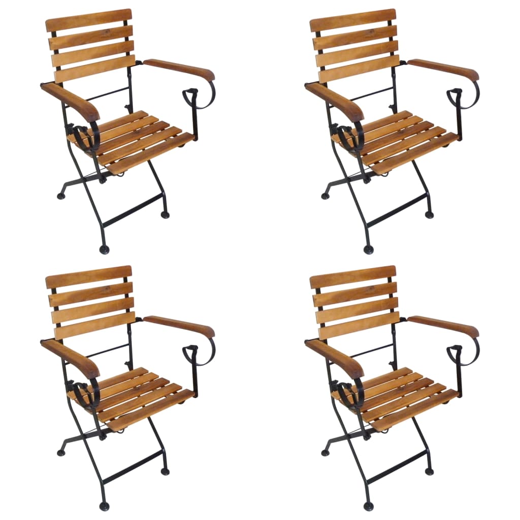 vidaXL 4 darab acél és tömör akácfa kerti összecsukható szék