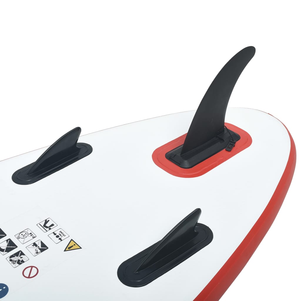 vidaXL felfújható piros és fehér állva evezős (SUP) szörfdeszka