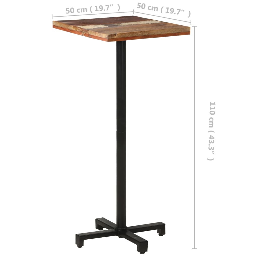 vidaXL négyzet alakú újrahasznosított fa bisztróasztal 50x50x100 cm