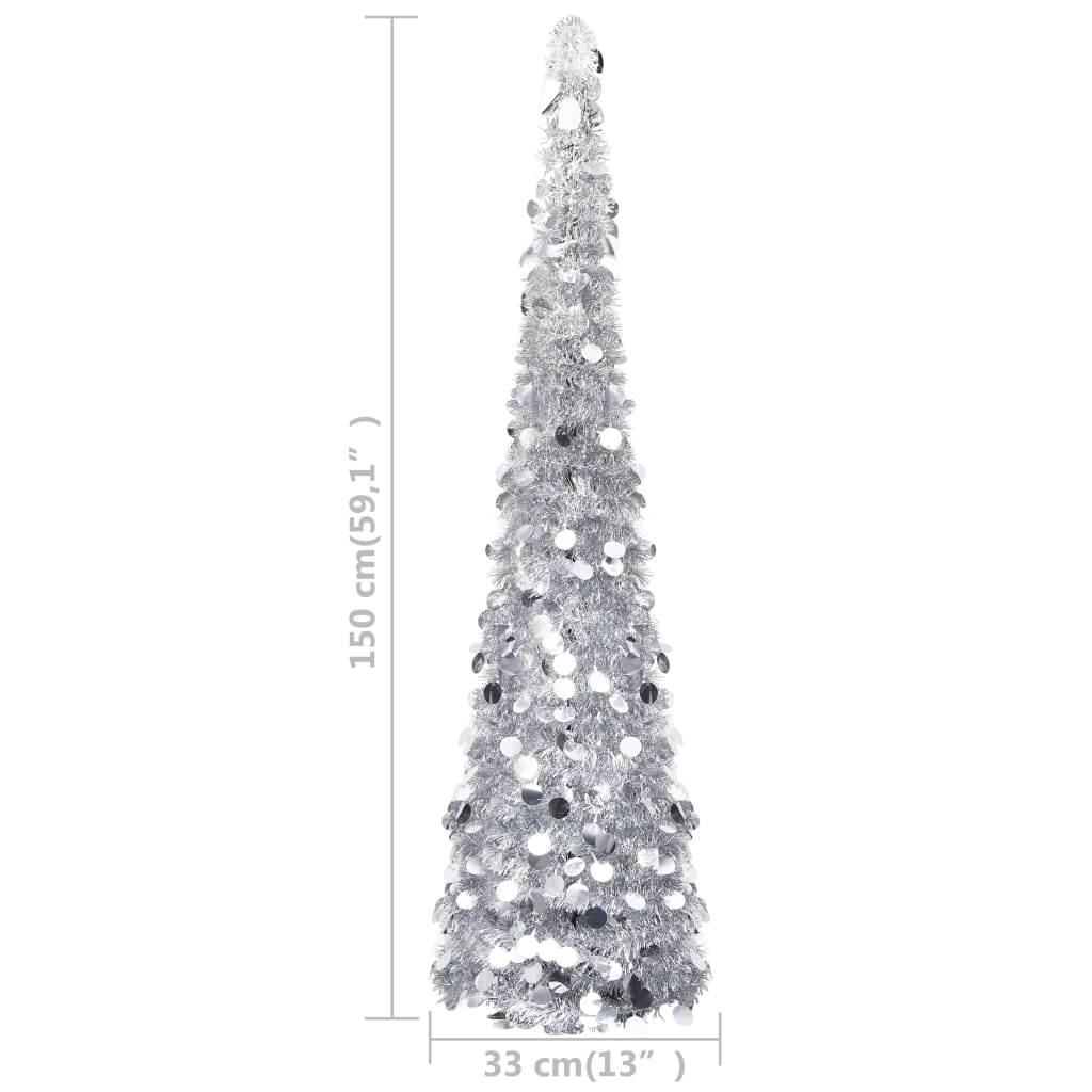 vidaXL ezüstszínű pop-up PET műkarácsonyfa 150 cm