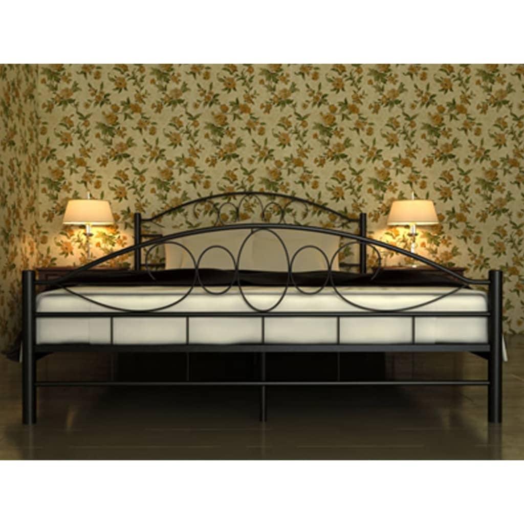 vidaXL fekete fém ágy matraccal 180 x 200 cm
