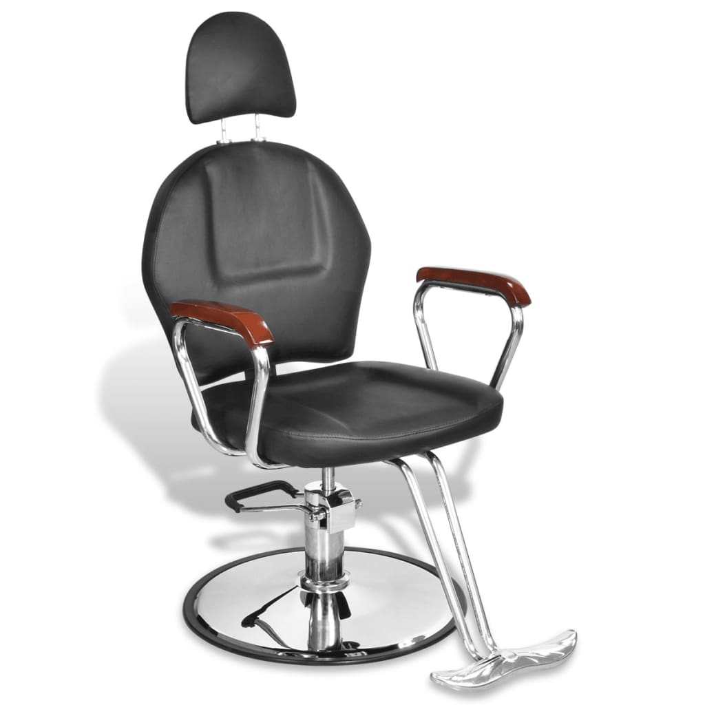 Professzionális műbőr fodrász szék fejtámasszal fekete