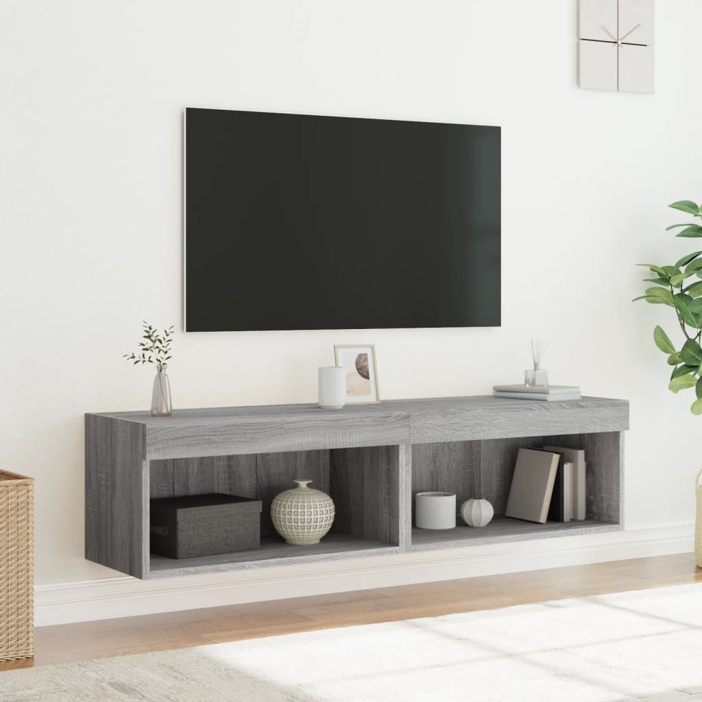 vidaXL 2 db szürke sonoma színű TV-szekrény LED-ekkel 60x30x30 cm