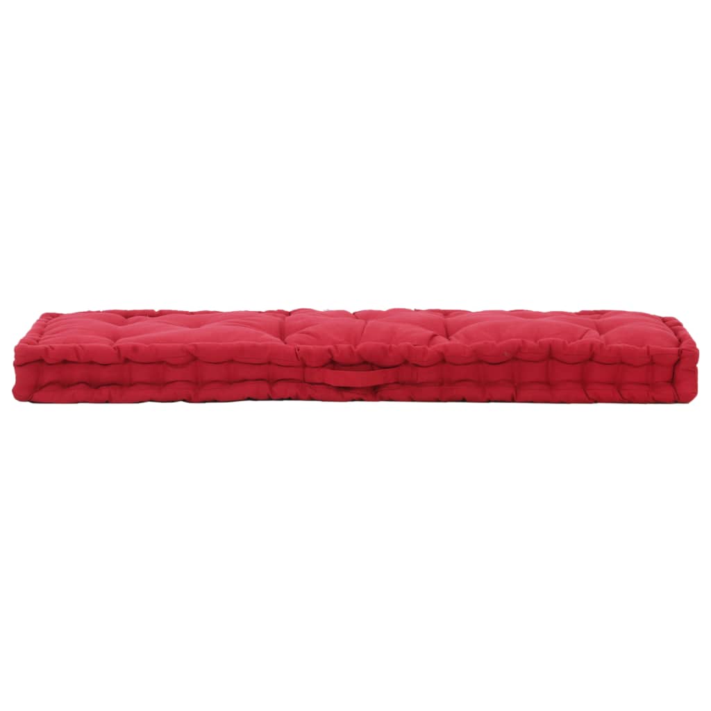 vidaXL burgundi vörös pamut raklappadló-párna 120 x 40 x 7 cm