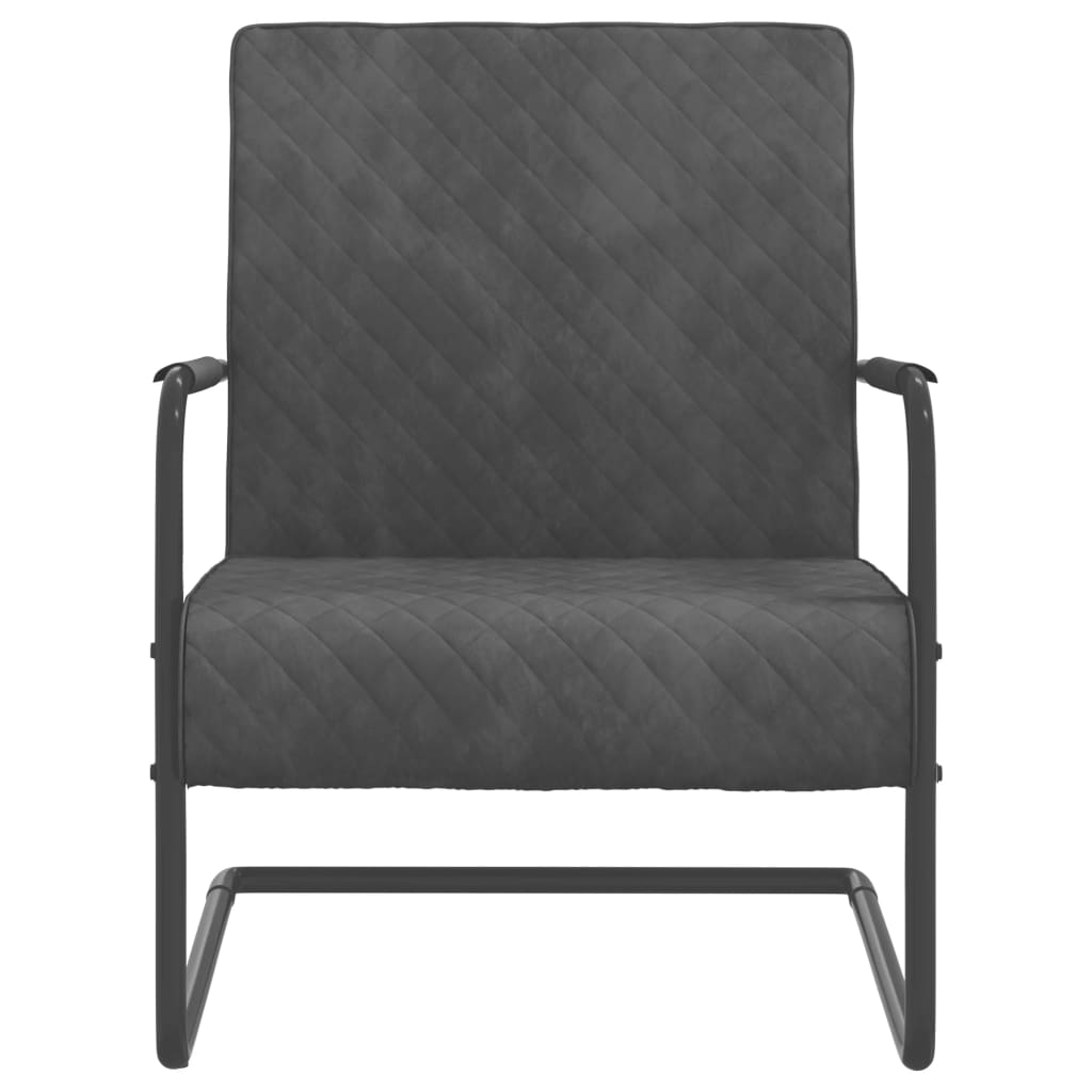 vidaXL sötétszürke bársony szánkótalpas szék