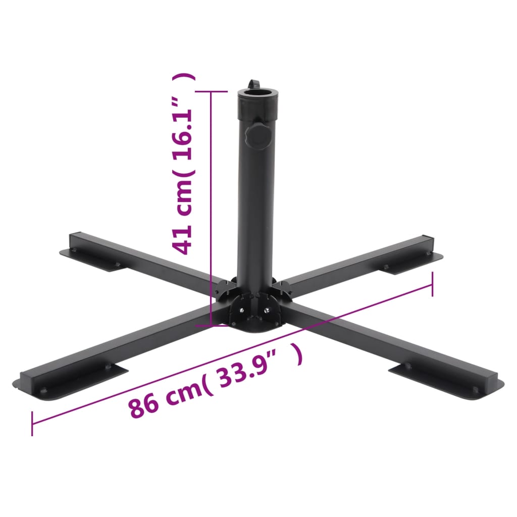 vidaXL fényes fekete acél összecsukható napernyőtalp rúdhoz Ø38/48 mm