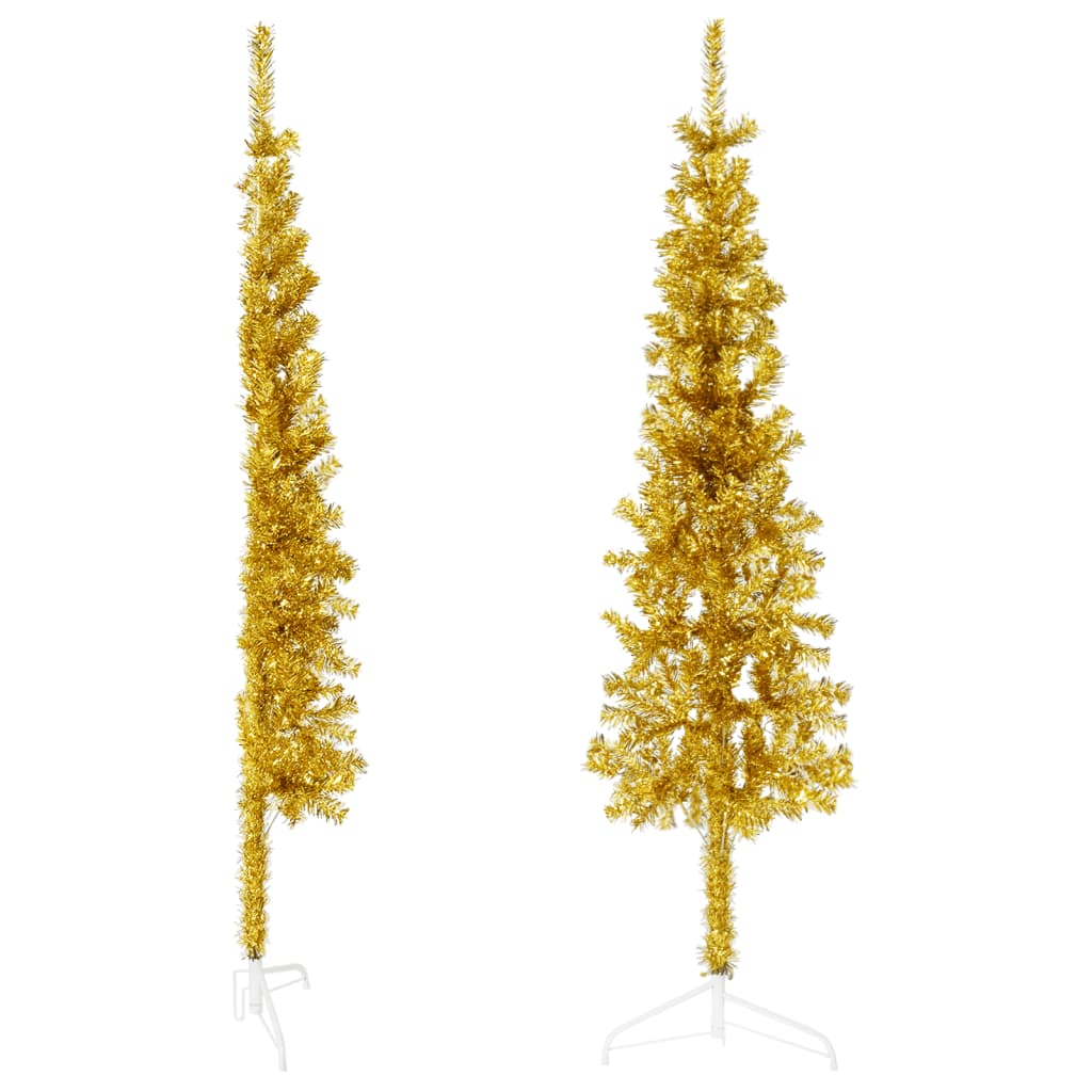 vidaXL arany vékony fél műkarácsonyfa állvánnyal 120 cm