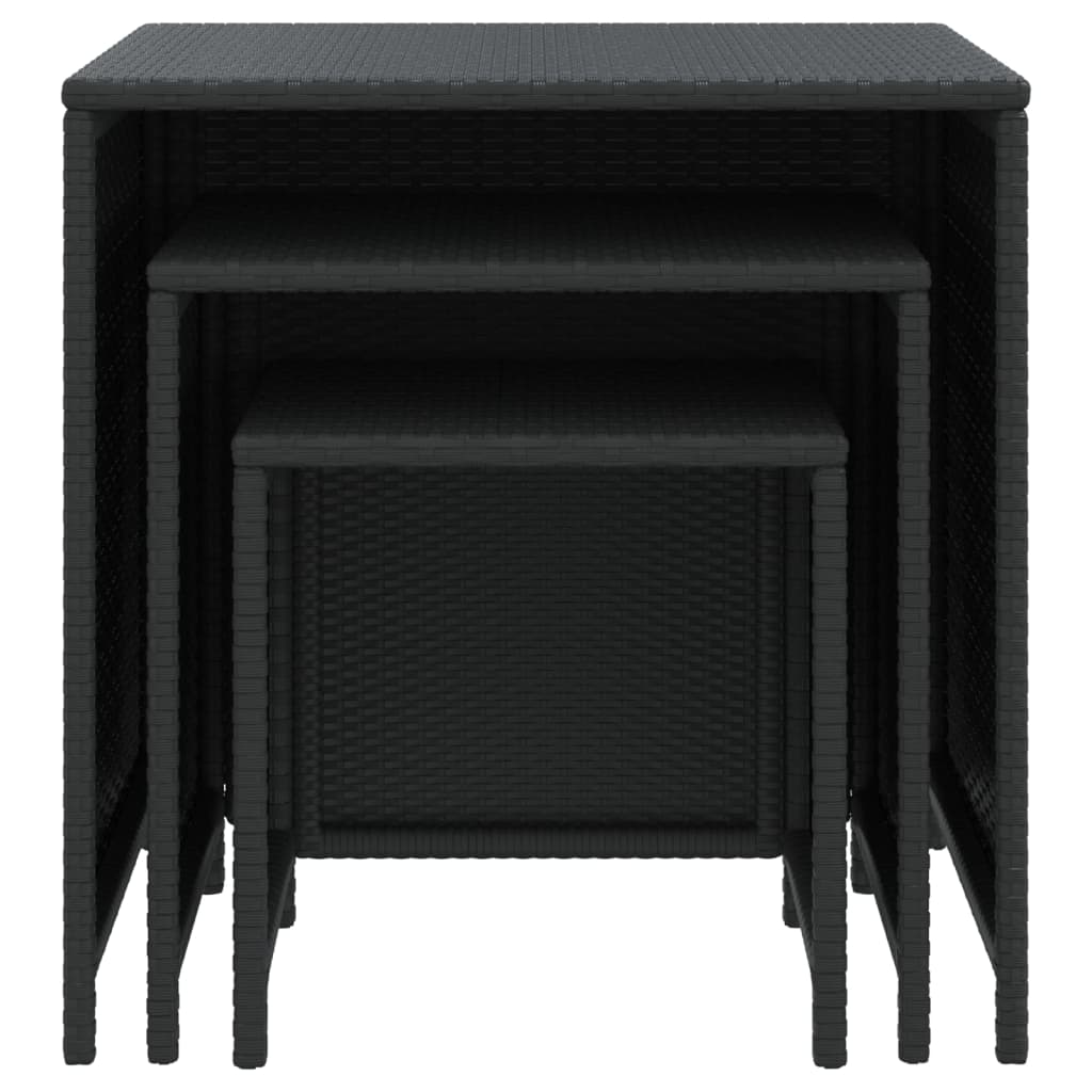 vidaXL 3 db fekete polyrattan rakásolható kisasztal