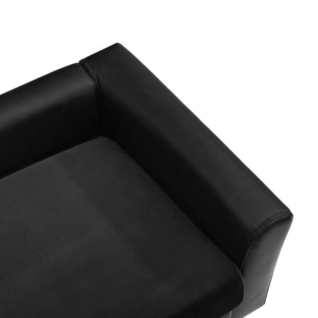 vidaXL fekete plüss és műbőr kutyakanapé 60 x 43 x 30 cm
