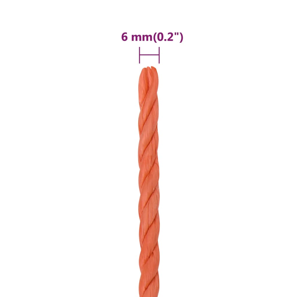 vidaXL narancssárga polipropilén munkakötél 6 mm 25 m