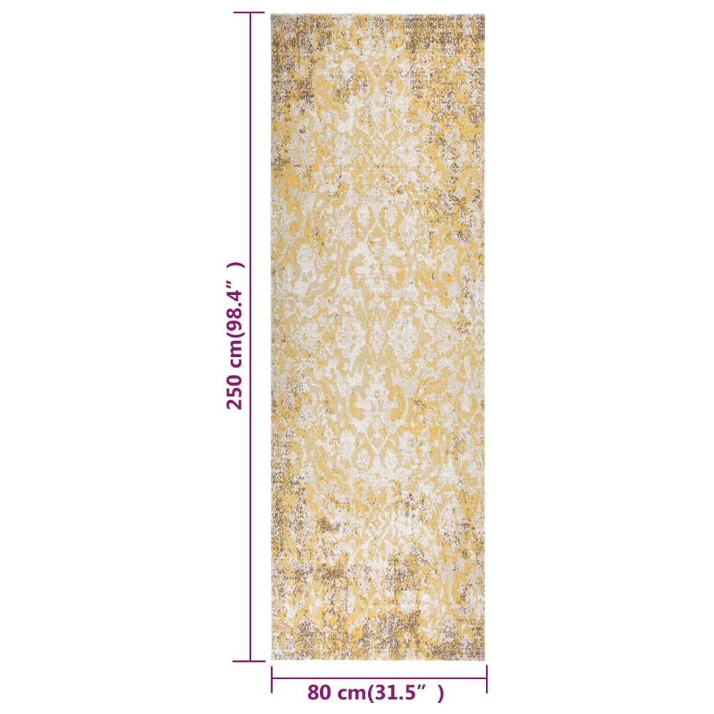 vidaXL sárga lapos szövésű kültéri szőnyeg 80 x 250 cm