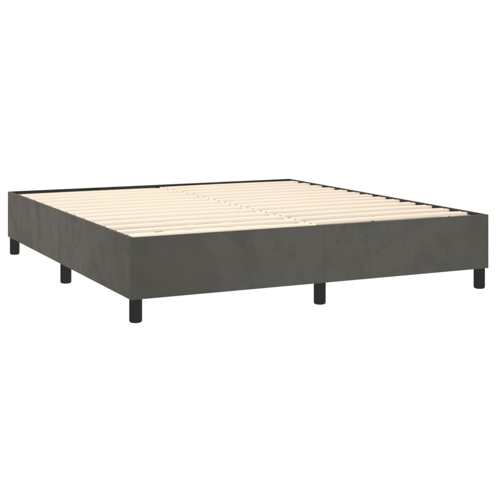 vidaXL sötétszürke bársony rugós ágy matraccal 180x200 cm