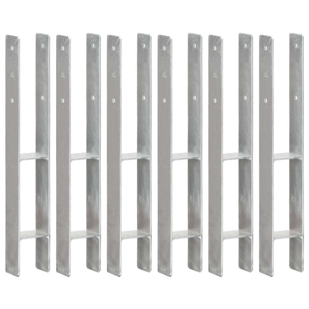 vidaXL 6 db ezüstszínű horganyzott acél kerítéshorgony 8 x 6 x 60 cm