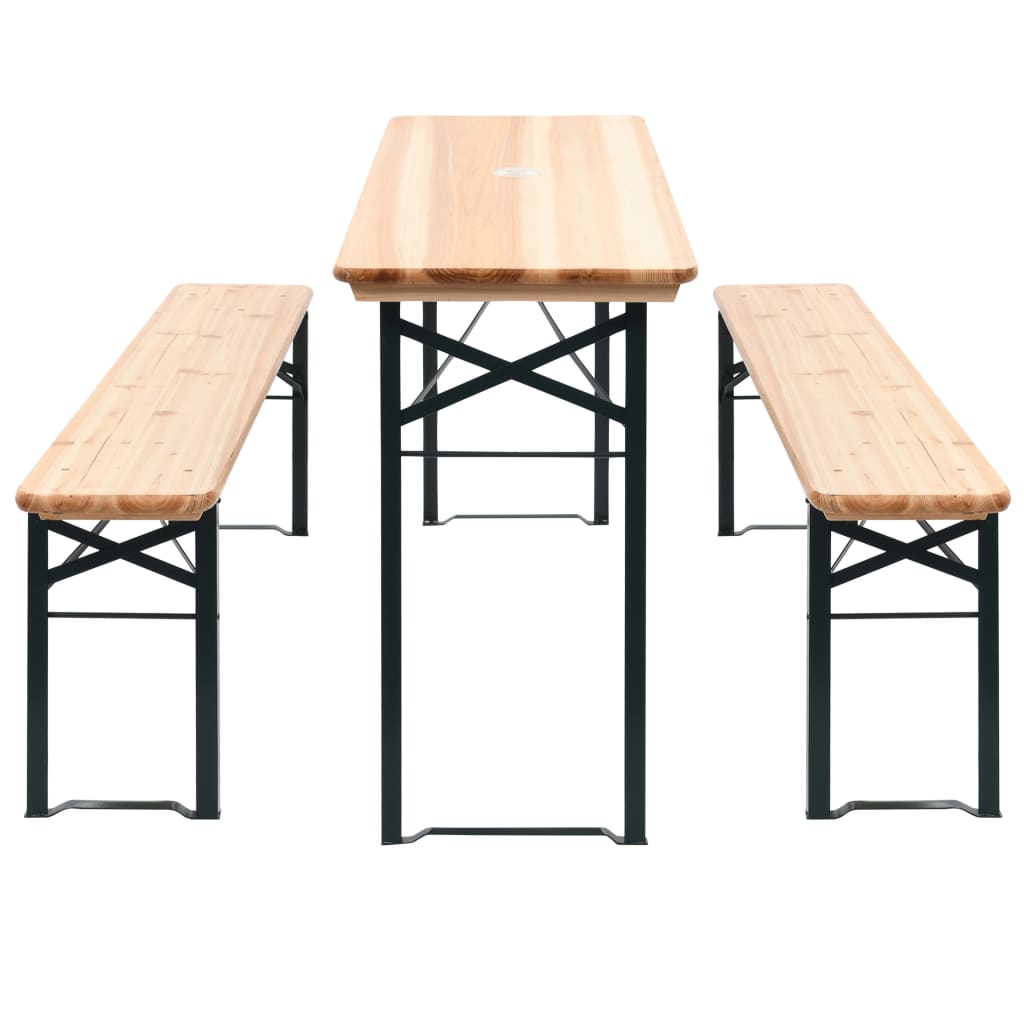 vidaXL összecsukható fenyőfa sörözőasztal 2 paddal 177 cm