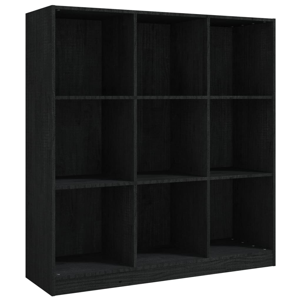 vidaXL fekete tömör fenyőfa könyvszekrény/térelválasztó 104x33,5x110cm