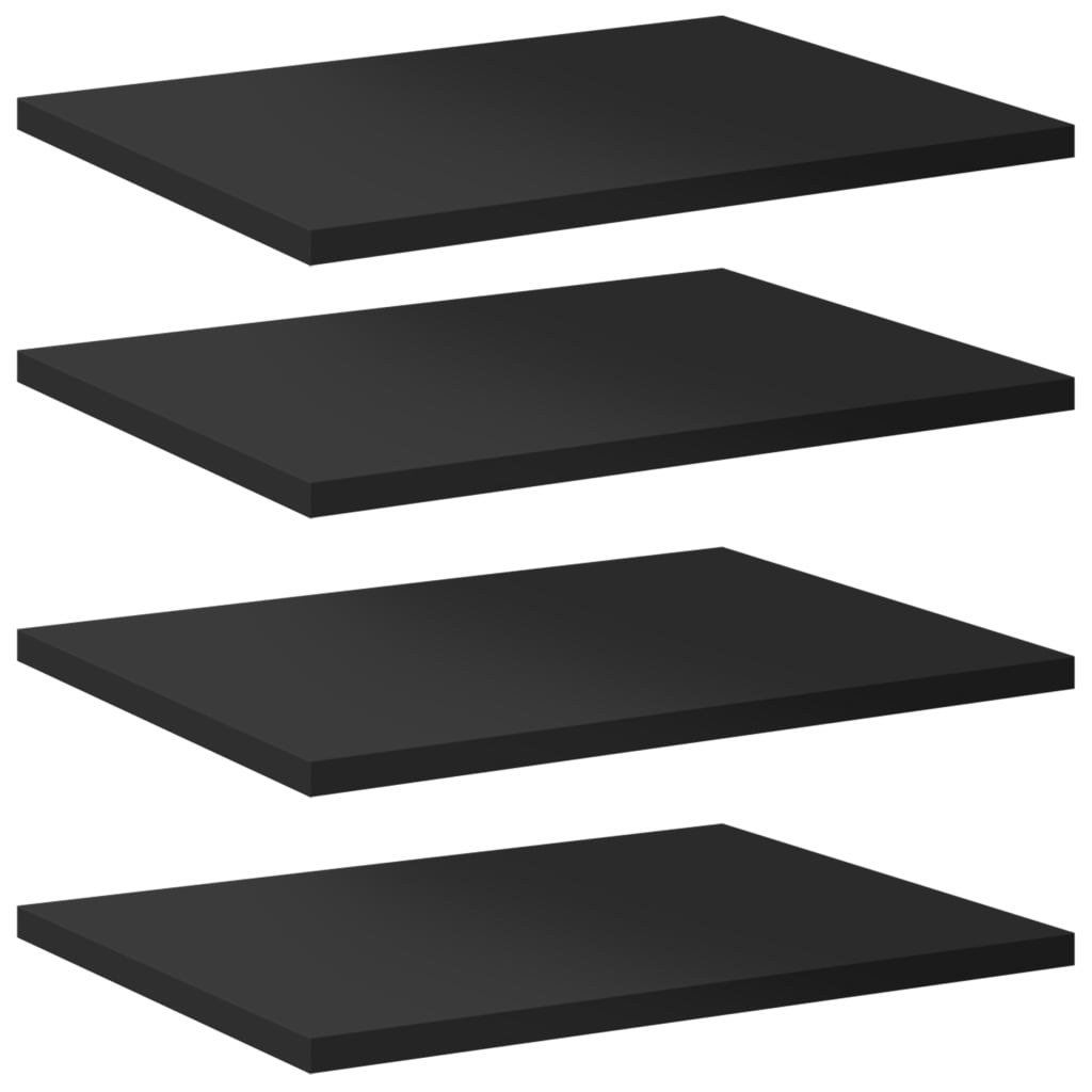 vidaXL 4 db magasfényű fekete forgácslap könyvespolc 40 x 30 x 1,5 cm