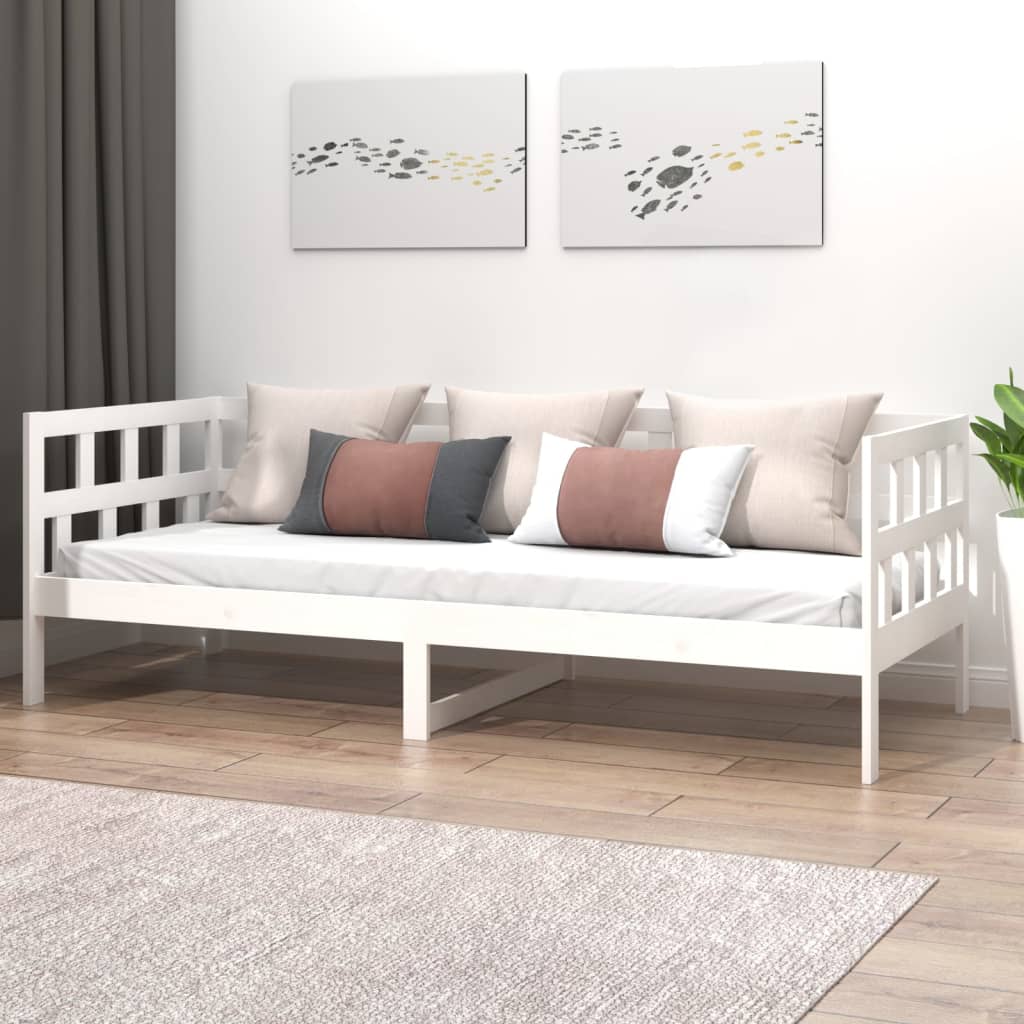 vidaXL fehér tömör fenyőfa kanapéágy 90 x 190 cm